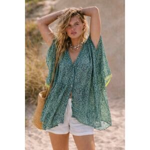 Intimately Free People Sheer Button-Front Sheer Tunic, Kimono, Swim Cover-up
